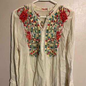 Johnny Was long sleeve Embroidered shirt